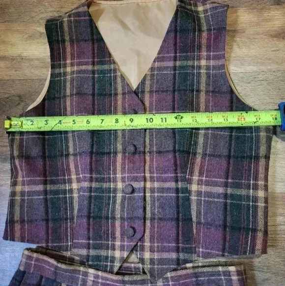 Vintage Handmade 2-Piece Plaid Buttondown Vest & Skirt Set Size Small - Picture 6 of 8